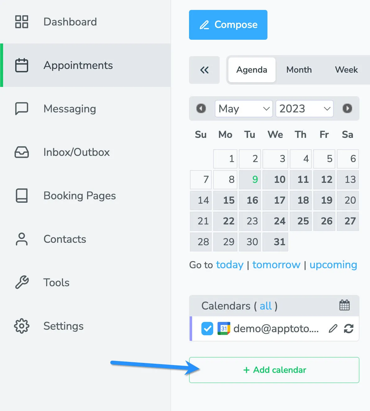 Add calendar button on Appointments tab