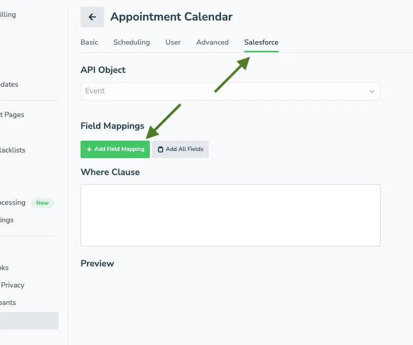Salesforce field mapping in Apptoto