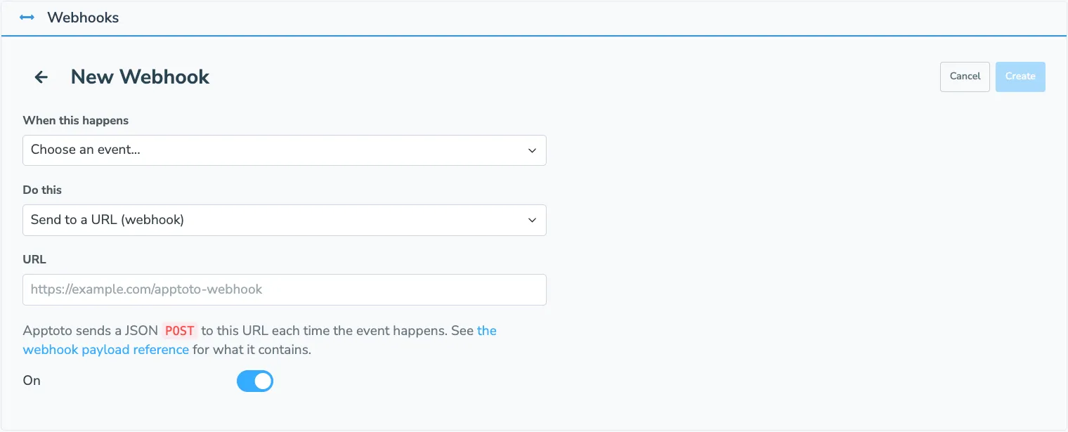 Add a new webhook