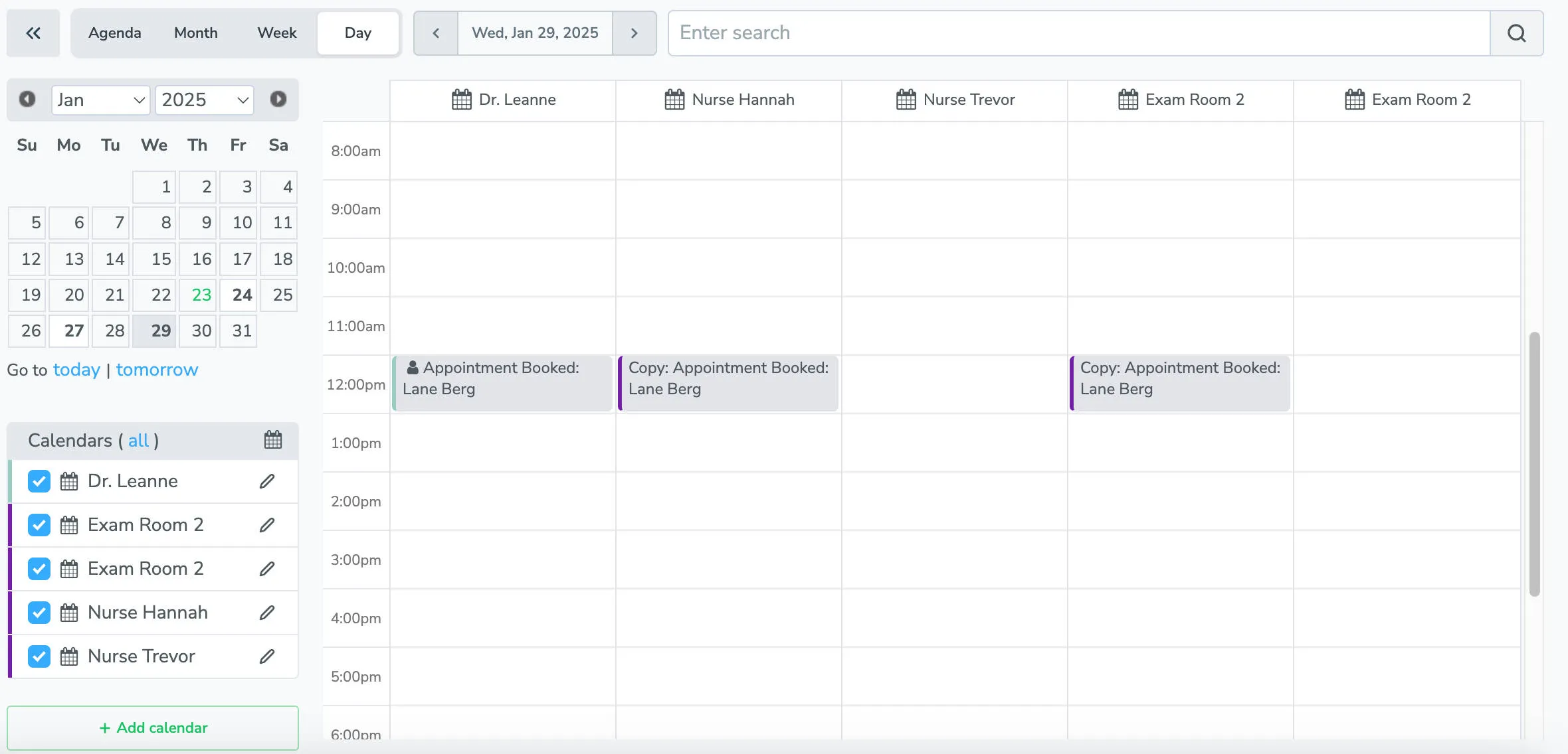 Appointment booked across calendar owner and resource calendars