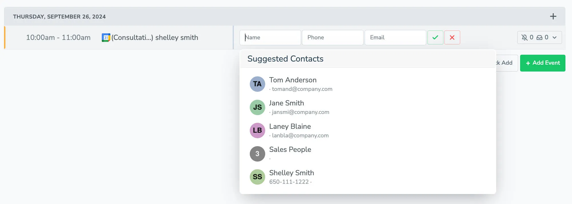 Add contact information manually for an appointment in Apptoto