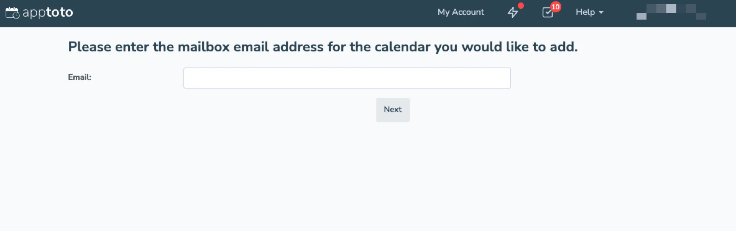 Prompt asking for the mailbox email address of the calendar to add