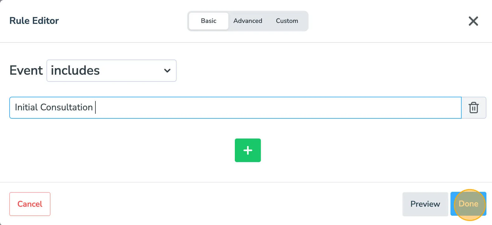 Saving a new auto messaging rule using a keyword in Apptoto
