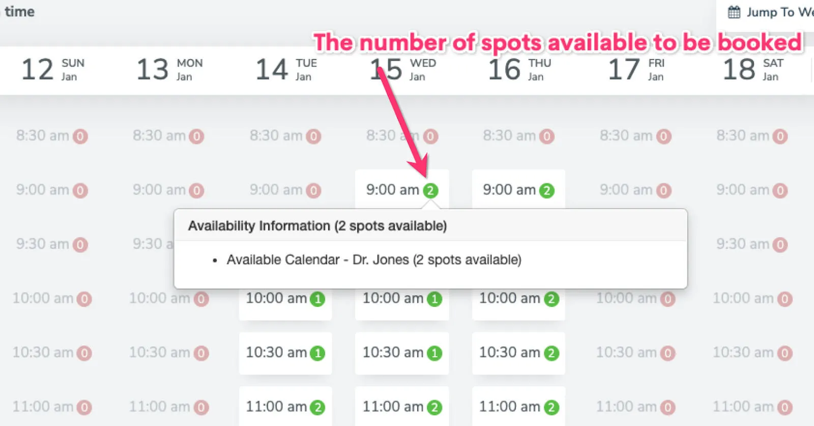 The "Troubleshoot Availability" tool will show the number of available appointments for an appointment slot.