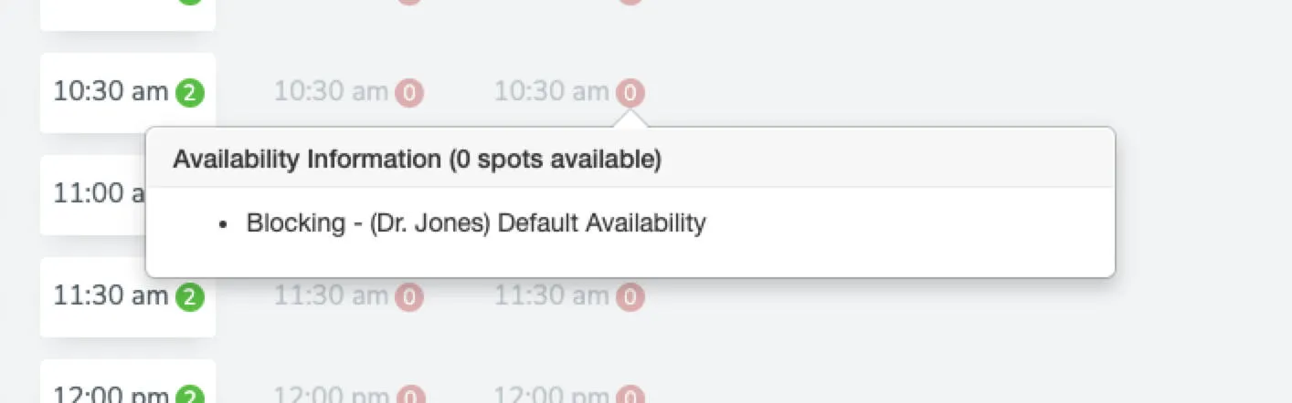 Booking page not displaying availability because time is outside standard business operating hours