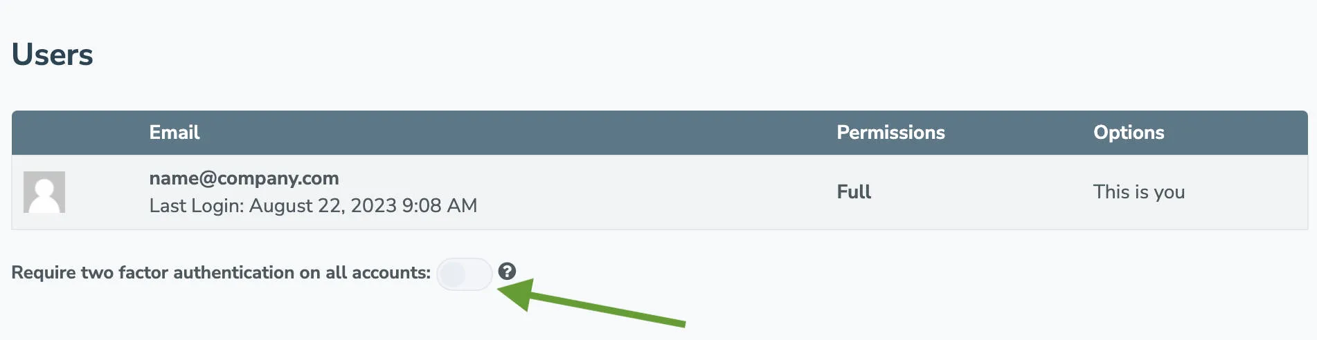 enabling 2fa for all users of an Apptoto account