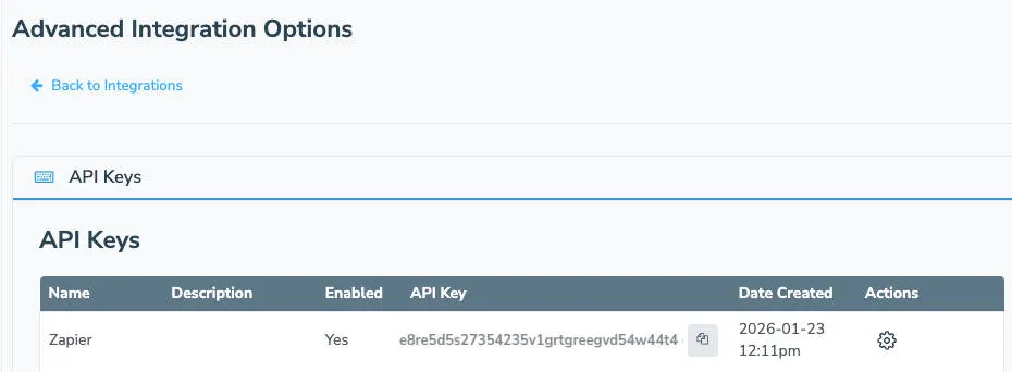 Generate and copy an API key in Apptoto for Zapier