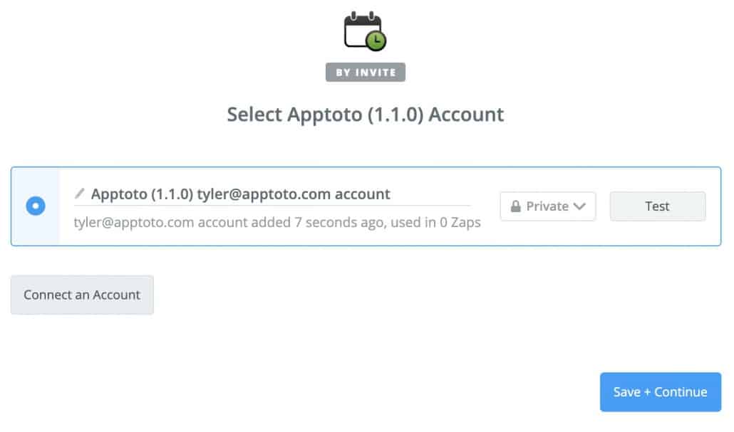 Apptoto Zapier confirm account