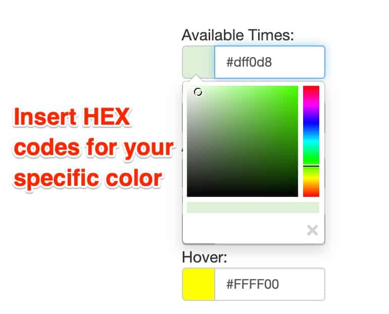 Insert HEX codes for your specific color choice